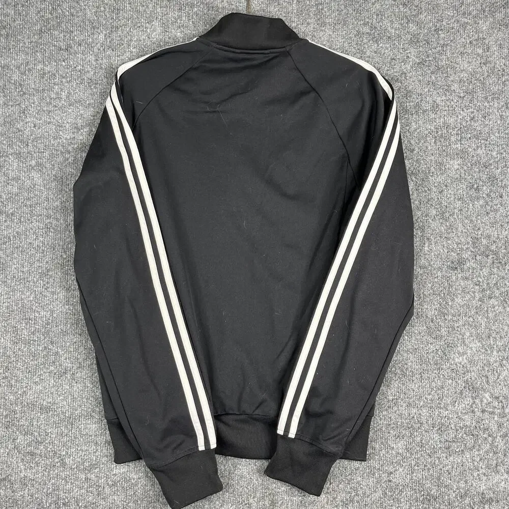 Adidas Track Jacket Mens Size S Black Full‎ Zip Striped Athletic Trefoil Logo